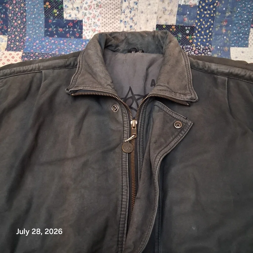 Vintage U2 Wear Me Out Leather Bomber Jacket Mens 40 M Blue Flight Aviator